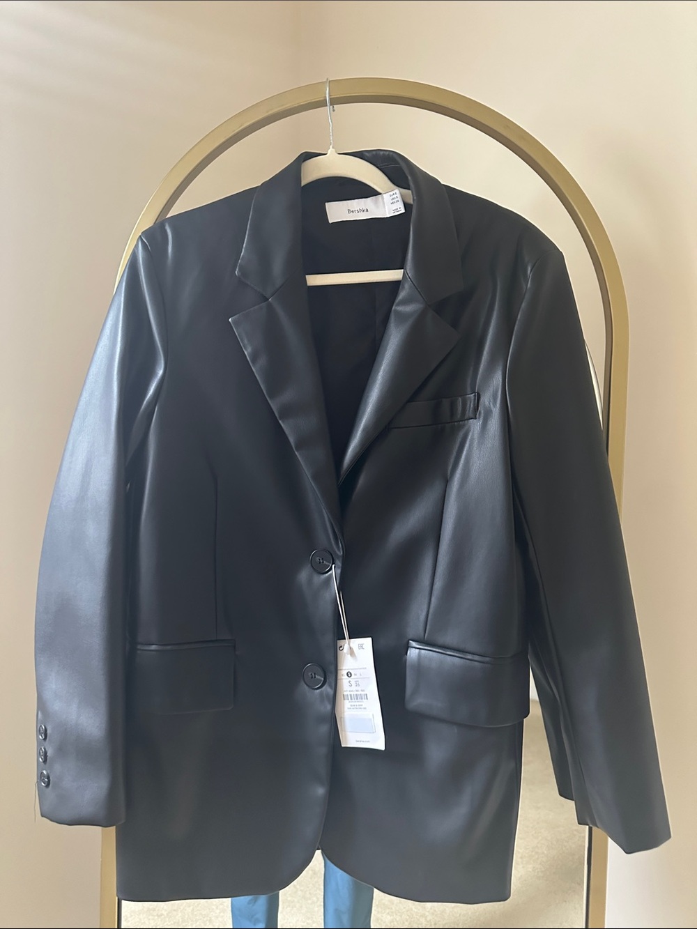 Bershka Black Faux Leather Blazer